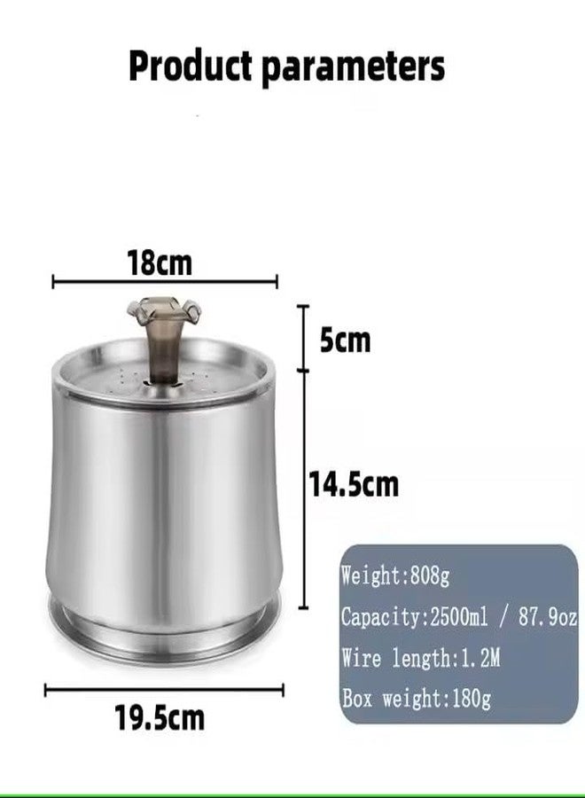 Cat Water Fountain 84oz/2.5L Stainless Steel, Automatic Dog Water Dispenser, Ultra-Quiet Pump, Water Level Window, BPA-Free, Advanced Filtration with 2 Filters for Cats, Dogs & Multiple Pets. - Image 2