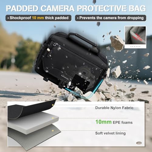 RAINSMORE Camera Bag, Small DSLR/SLR/Mirrorless Camera Sling Bag Waterproof Camera Case with Tripod Holder & Rain Cover Compact Crossbody Camera Bags for Photographers Everyday Shoulder Bags, Black - Image 4