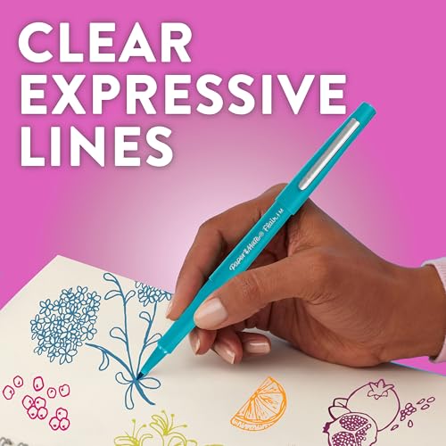 Paper Mate أقلام بيبر ميت فليير ذات رأس شعري | نقطة متوسطة (0.7 مم) | أزرق سماوي | 12 قطعة - Image 5