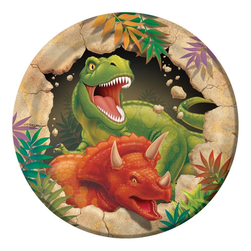 Creative Converting Dinosaur Round Paper Dessert Plates Dino Blast