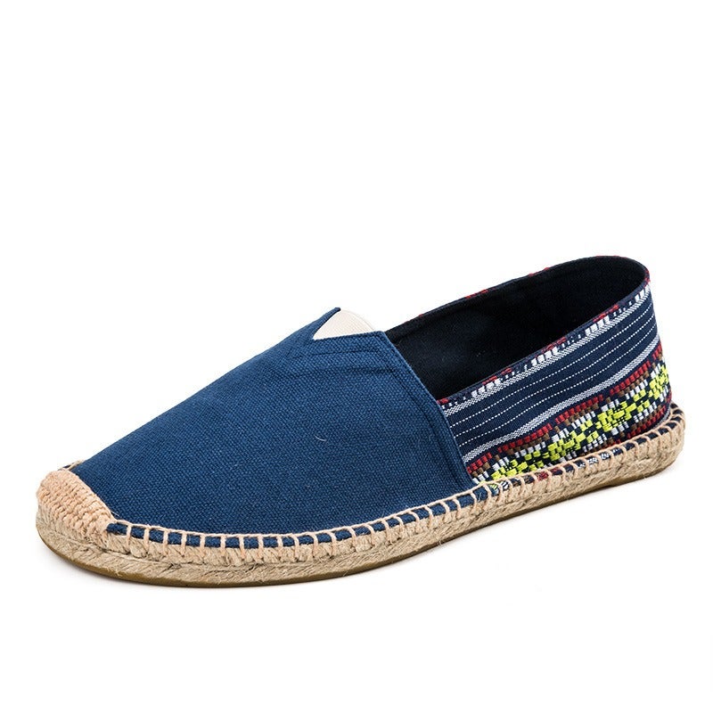 Linen Slip-On Fisherman Shoes for Men and Women - Breathable Woven Casual Canvas Shoes, Round Toe, Flat Heel, Unisex, Spring Summer Fall