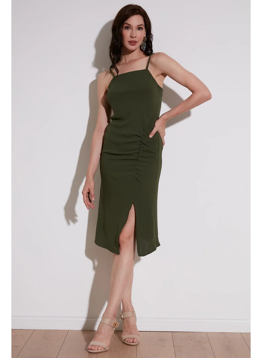 Lela Halter Collar Rope Strap Slit Dress Women's Dress 6057149