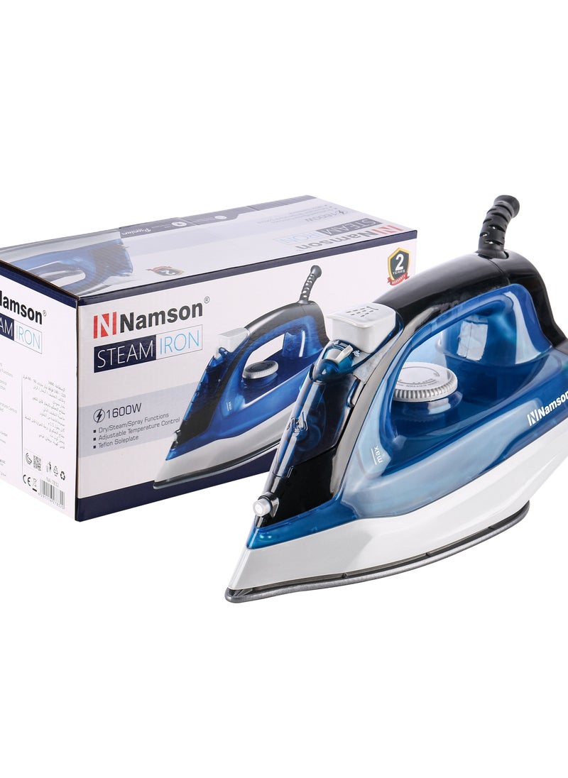 NAMSON Namson Steam Iron - 1600W Power, Adjustable Temperature Control, Teflon Soleplate | Dry/Steam/Spray Functions | Vertical Steam | Self-cleaning Function | 1.5m Long Cable | Water Cup Included  - Image 5