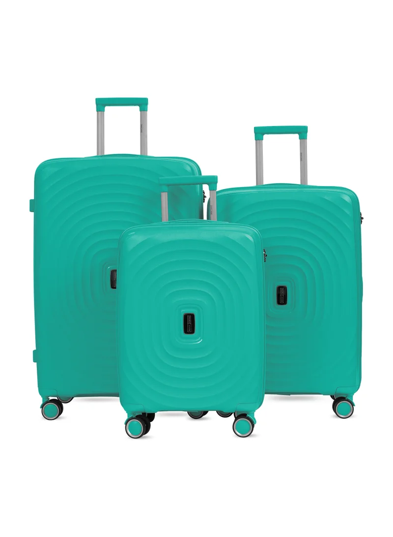 بارا جون Parajohn Hard Shell Luggage Set PP Lightweight Suitcase 20/24/28 Inch 8 Spinner Wheels 360° Travel Trolley Bag with Combination Lock- Green