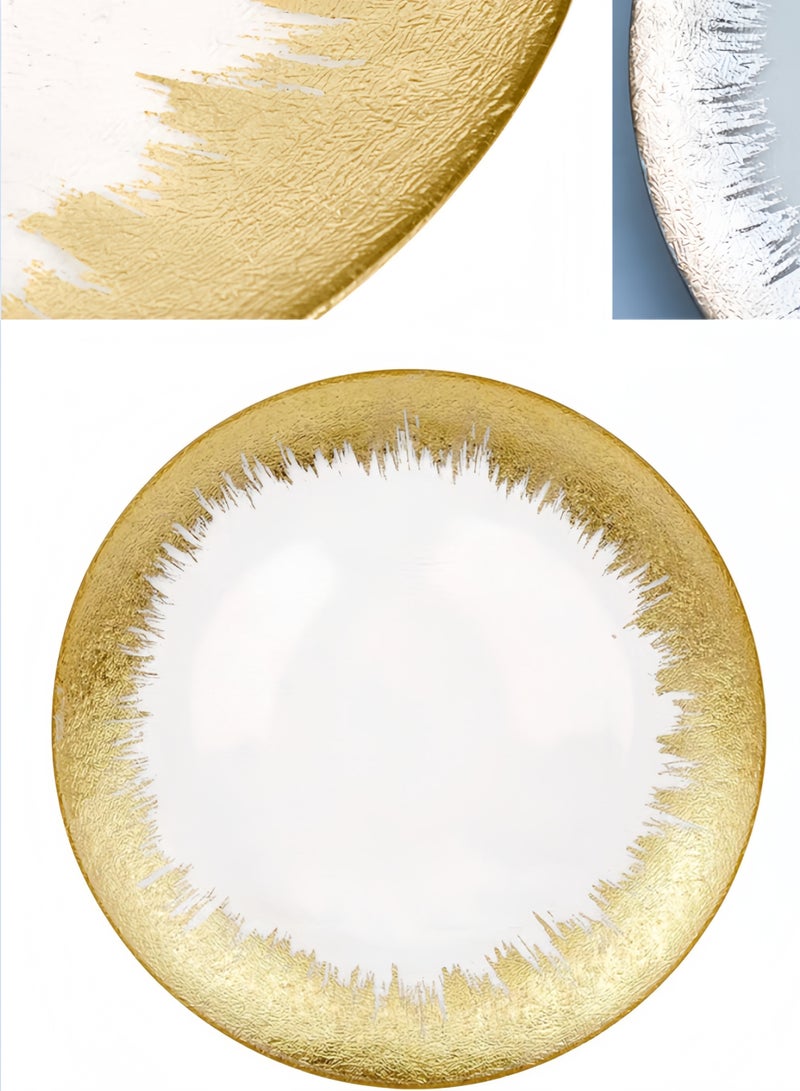 نيهاو مجموعة أطباق زجاجية مكونة من 6 قطع، تتضمن 6 × 13 بوصة، مجموعات أدوات مائدة، صديقة للمجمد/ صديقة للبيئة ودرجة الغذاء مع 3 ألوان، مناسبة للمنزل والحفلات وطبق الحلوى وطبق الفاكهة وطبق العشاء - 33 سم - Image 4