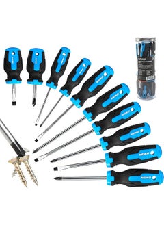 Neiko NEIKO 01378A Magnetic Screwdriver Set | 10 Piece | Phillips & Flathead | Heat Treated Chrome Vanadium Steel | Slotted Head Tip with Non-Slip Cushioned Handle Grips | Small Screw Driver Tool Kit  - Image 1