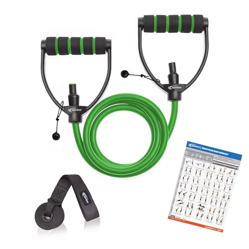 JoyFit Natural Rubber Resistance Tube With Adjustable Knob for Workout - Door Anchor & Chart Included - Toning Tube for Home Strength Training - Image 1