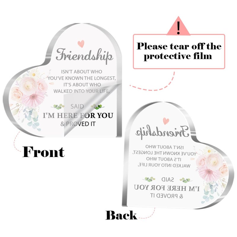 aPamr Friendship Gift for Friends Friend Gifts for Girls Women Christmas Birthday I'm Here for You and proved It Quote Acrylic Heart Plaque for Coworker Bestie Female Friend A533 - Image 2