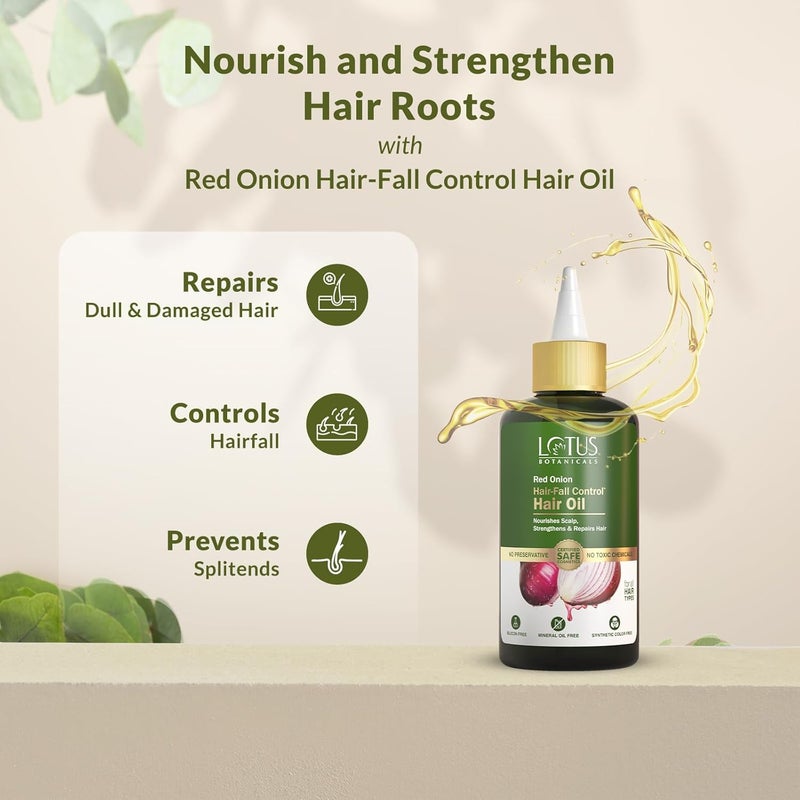 LOTUS BOTANICALS Lotus Botanicals Red Onion Hair Fall Control Hair Oil Mineral Oil Silicon Chemical Free All Hair Types 200ml - Image 3