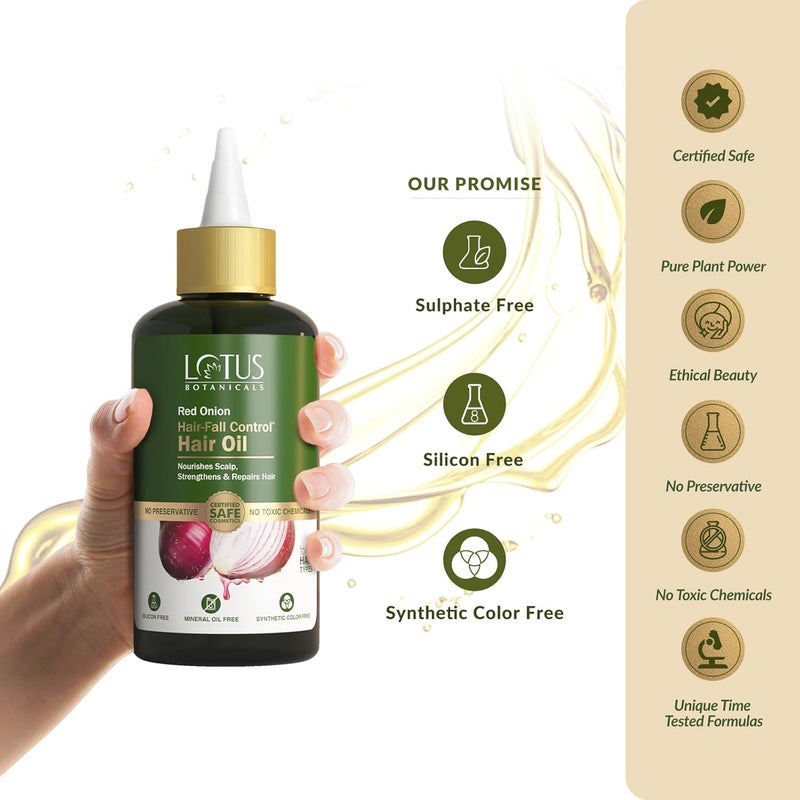 LOTUS BOTANICALS Lotus Botanicals Red Onion Hair Fall Control Hair Oil Mineral Oil Silicon Chemical Free All Hair Types 200ml - Image 5