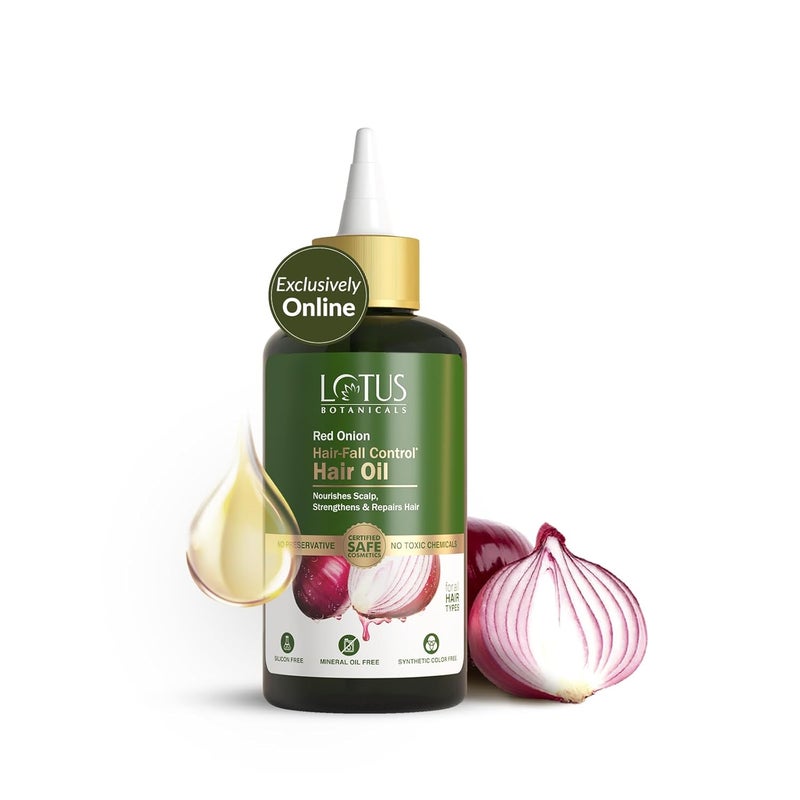LOTUS BOTANICALS Lotus Botanicals Red Onion Hair Fall Control Hair Oil Mineral Oil Silicon Chemical Free All Hair Types 200ml - Image 1