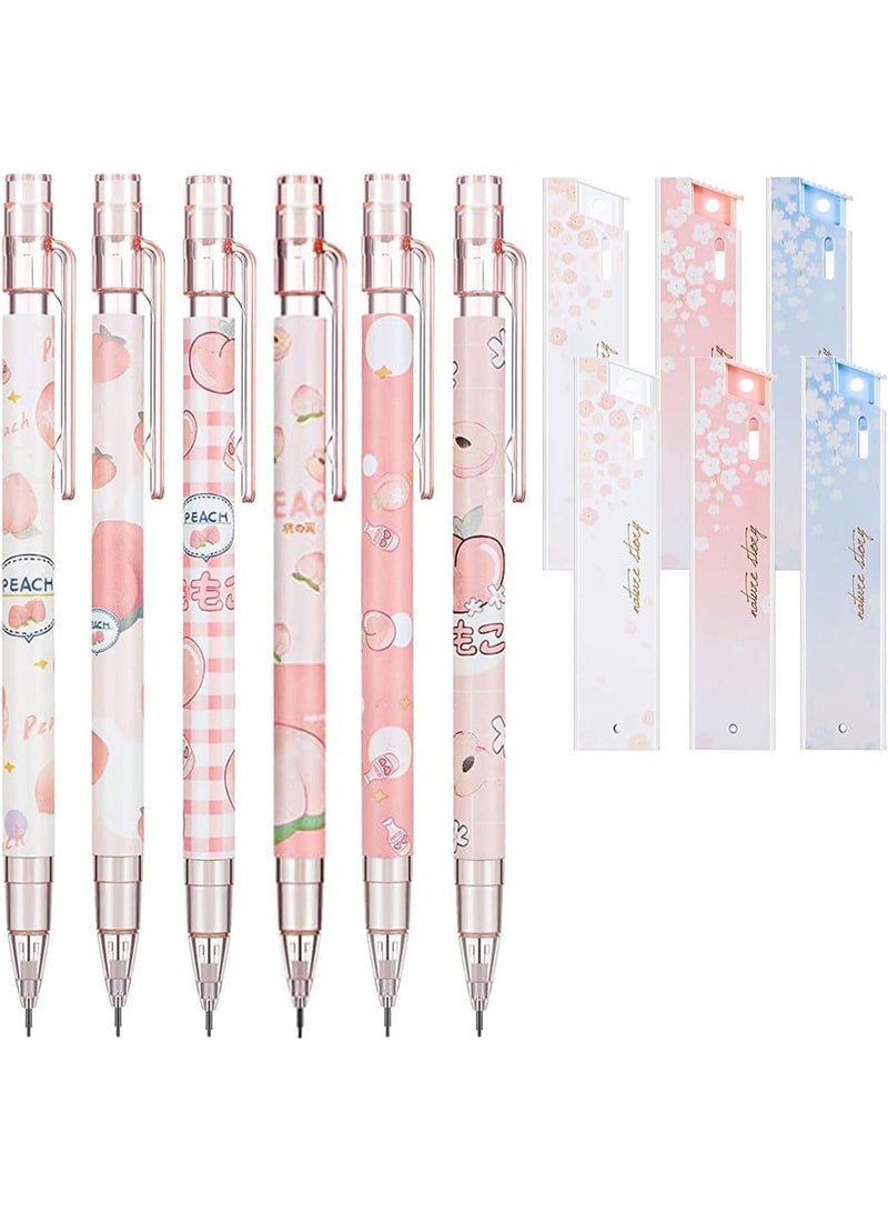 6 Pcs Kawaii Mechanical Pencil Set, Mechanical Pencils with Tubes 0.5 mm Pencil Refills,Smooth Writing, for Writing, Drawing, Sketching, Architecture, Pencil Refills Random Color - Image 1