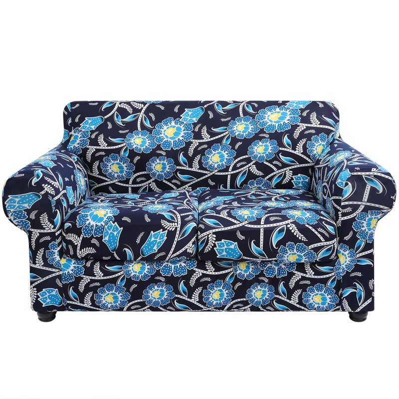 hyha Couch Cover, Loveseat Covers, Floral Pattern, Stretch, Printed, 3 Pieces, Sofa Slipcovers, for 2 Separate Cushion Couch Sofa, Washable Furniture Protector for Dogs(Loveseat, Bluebell) - Image 1