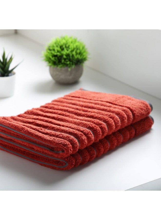 Spaces 100% Cotton Hand Towel HIGH LOFT Ribbed Texture HIGH Absorbency (Solid 40CMX60CM)-Dark Orange - Image 1