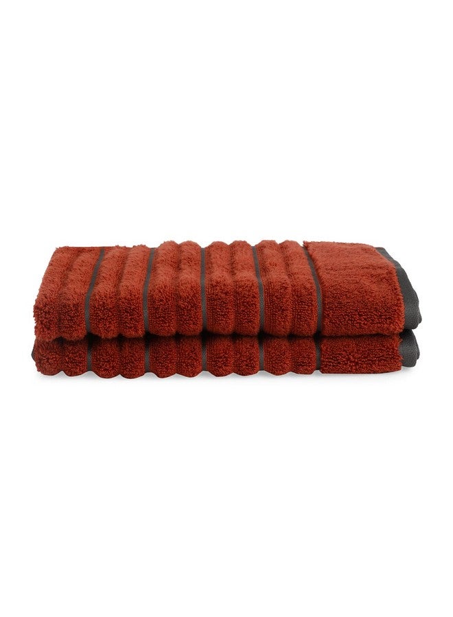 Spaces 100% Cotton Hand Towel HIGH LOFT Ribbed Texture HIGH Absorbency (Solid 40CMX60CM)-Dark Orange - Image 3