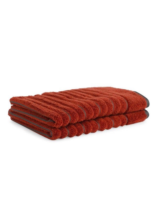 Spaces 100% Cotton Hand Towel HIGH LOFT Ribbed Texture HIGH Absorbency (Solid 40CMX60CM)-Dark Orange - Image 4