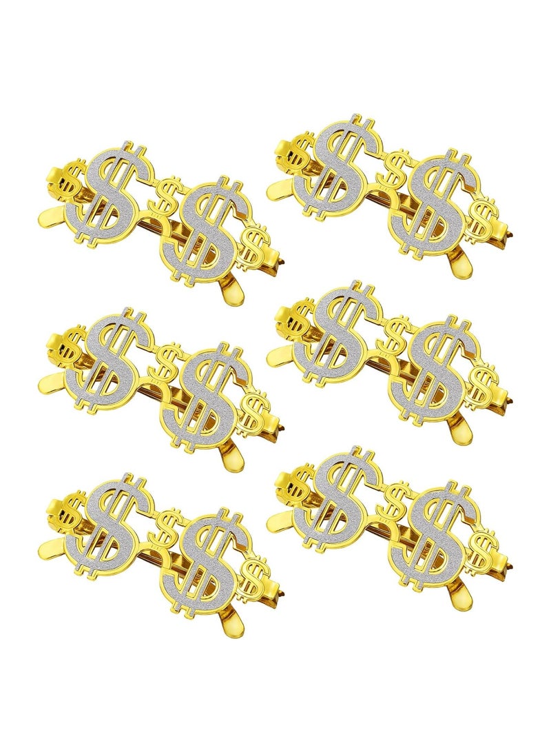 KASTWAVE Gold Dollar Sign Glasses, 6 Pairs Funny Dollar Glasses Sign, Adult Party Eyeglasses Creative Cool Eyeglasses for Hip Hop Photo Props Halloween Party Supplies Decoration - Image 1