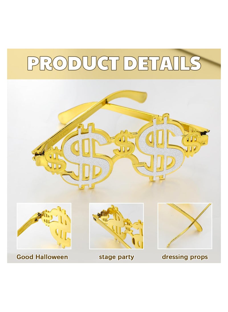 KASTWAVE Gold Dollar Sign Glasses, 6 Pairs Funny Dollar Glasses Sign, Adult Party Eyeglasses Creative Cool Eyeglasses for Hip Hop Photo Props Halloween Party Supplies Decoration - Image 3