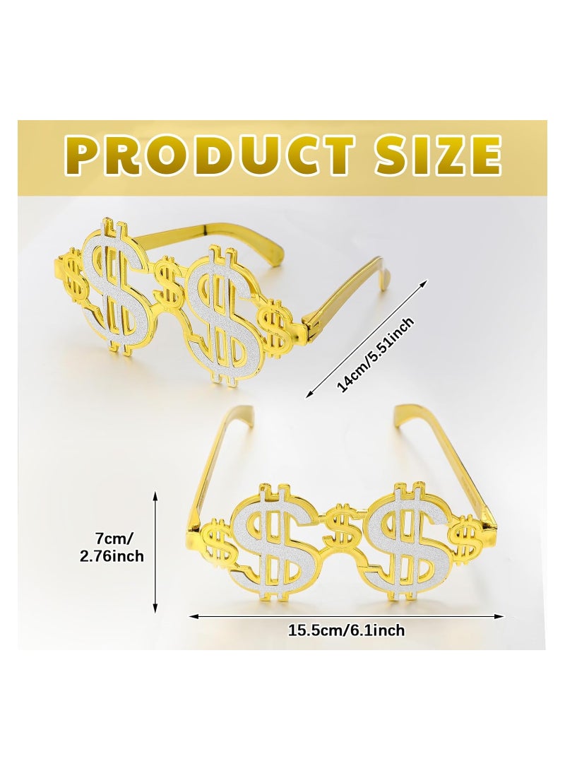 KASTWAVE Gold Dollar Sign Glasses, 6 Pairs Funny Dollar Glasses Sign, Adult Party Eyeglasses Creative Cool Eyeglasses for Hip Hop Photo Props Halloween Party Supplies Decoration - Image 5