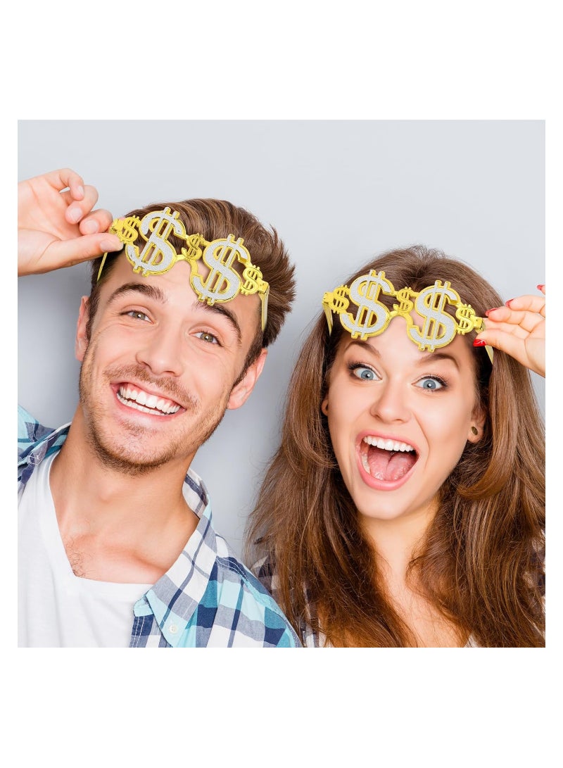 KASTWAVE Gold Dollar Sign Glasses, 6 Pairs Funny Dollar Glasses Sign, Adult Party Eyeglasses Creative Cool Eyeglasses for Hip Hop Photo Props Halloween Party Supplies Decoration - Image 2