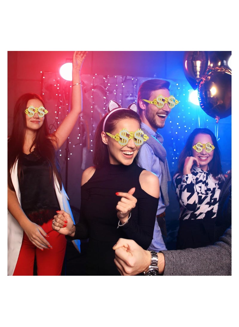 KASTWAVE Gold Dollar Sign Glasses, 6 Pairs Funny Dollar Glasses Sign, Adult Party Eyeglasses Creative Cool Eyeglasses for Hip Hop Photo Props Halloween Party Supplies Decoration - Image 4