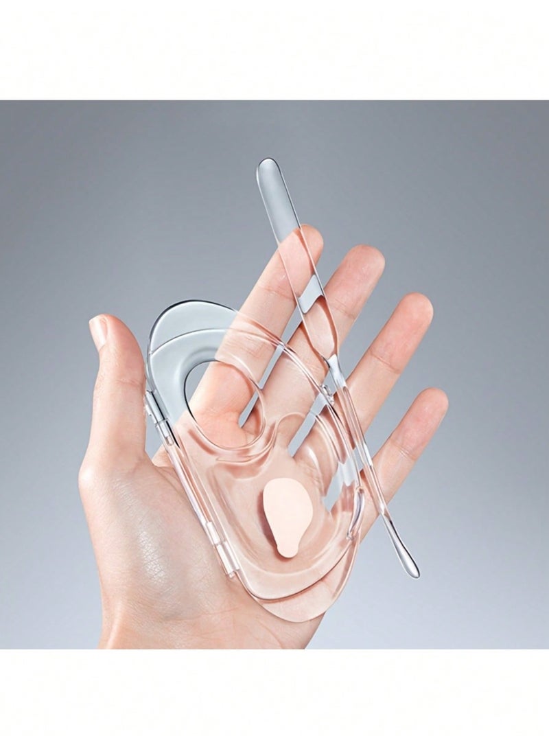 لوحة ماكياج من قطعة واحدة ، لوحة ماكياج ، لوحة ماكياج مختلطة مع مقلاعة ، لوحة ماكياج أكريليك شفافة مختلطة ، تستخدم في فن الماكياج / الأظافر (شفافة) - Image 2