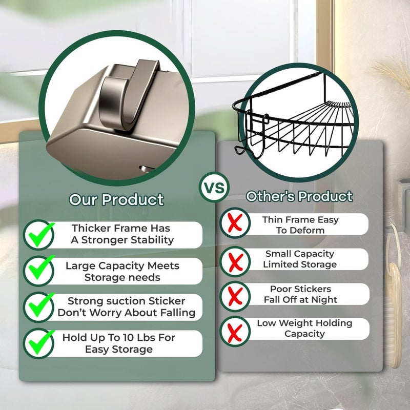 RoyalPro Bathroom Shelf for Wall Corner - Pack of 2 Adhesive Rack Organiser for Bathroom Without Drill Nail Free Stainless Steel Rust Proof Two Ways Installation with All Accessories - Image 2