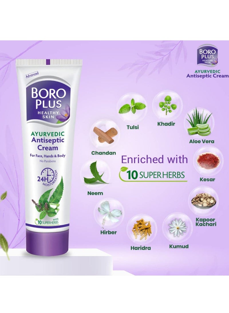 Boroplus Antiseptic Cream Provides 24Hrs Moisturisation Ayurvedic Cream For All Aeasons Hand Cream, Body Cream & Face Cream, Moisturises Dry Skin With Goodness Of Neem, Tulsi And Aloe Vera, 120Ml - Image 2