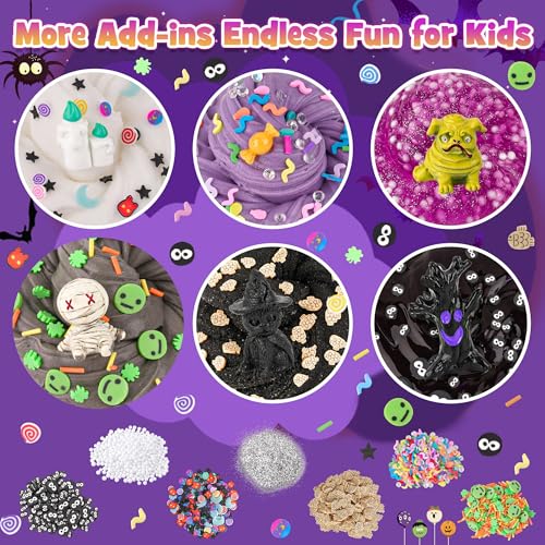 LAWOHO 6 Packs Purple Black Slime Kit Cloud Butter Clear Slime Slime kit for Girls Ages 812 Kids Slime Goodie Bag Stuffers for Birthday Halloween Party Favors Christmas Easter Gifts - Image 5