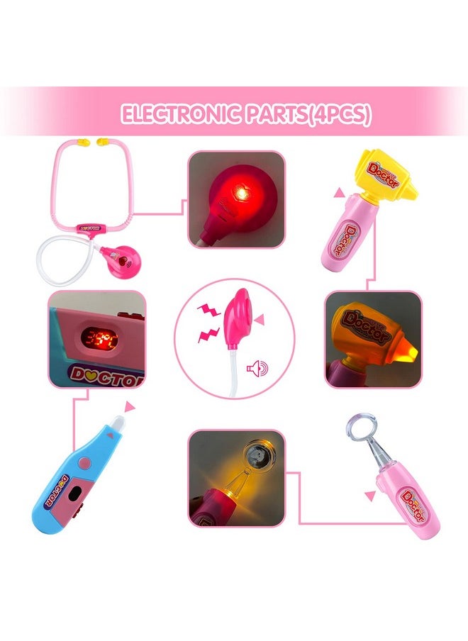 INNOCHEER Pink Doctor Kit For Kids 25 Pieces Doctor Kit For Toddlers Kids Doctor Playset Set With Roleplay Doctor Costume Dress Up Clothes Halloween Costume For Girls Kids Dr Kit For Toddlers 3+  - Image 5