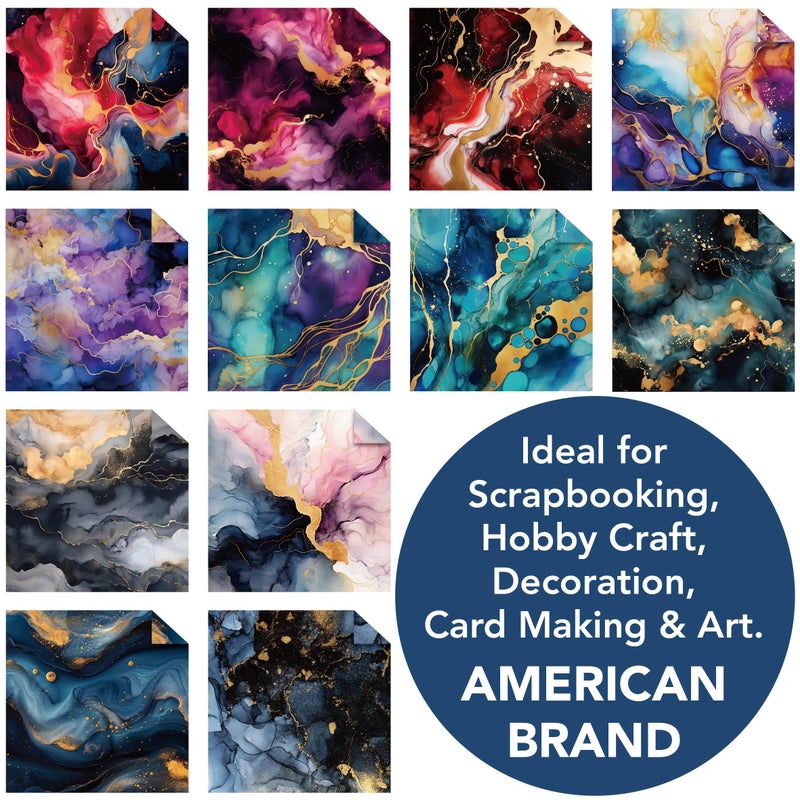Desecraft 12x12 Dark Marble Scrapbook Cardstock Decorative Paper for Card Making Journaling Planner Origami Decopage Decorative Spring Scrapbook Paper - Image 5