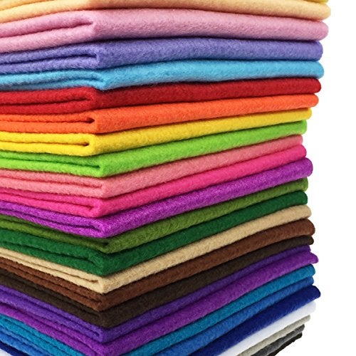 flic-flac 28pcs 12 x 8 inches (30cmx20cm) 1.4mm Thick Soft Felt Fabric Sheet Assorted Color Felt Pack DIY Craft Sewing Squares Nonwoven Patchwork - Image 1
