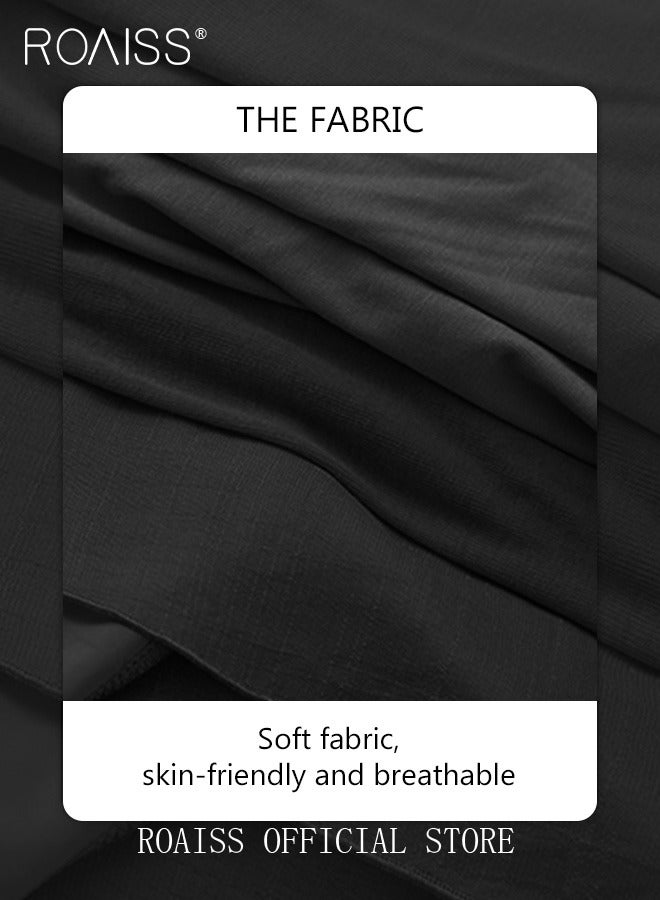 roaiss 3-Piece Women Skirt Suit Summer Skirt Japanese-Style Pleated Three-Piece Suit Women's Short-Sleeved Wrap V-Neck Blouse Flared Skirt Light Cardigan Suit  - Image 4