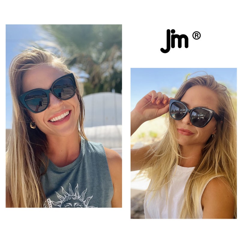 JM Classic Bifocal Reading Glasses Oversized Cateye Stylish Sunglasses Readers for Women Black +2.0 - Image 2