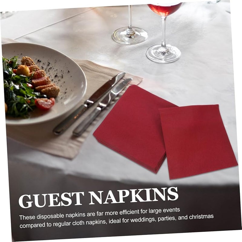 مناديل كوكتيل أحمر داكن يمكن التخلص منها 50 قطعة ورقية ناعمة ماصة للمشروبات حفلة عشاء زفاف عيد الميلاد - Image 4
