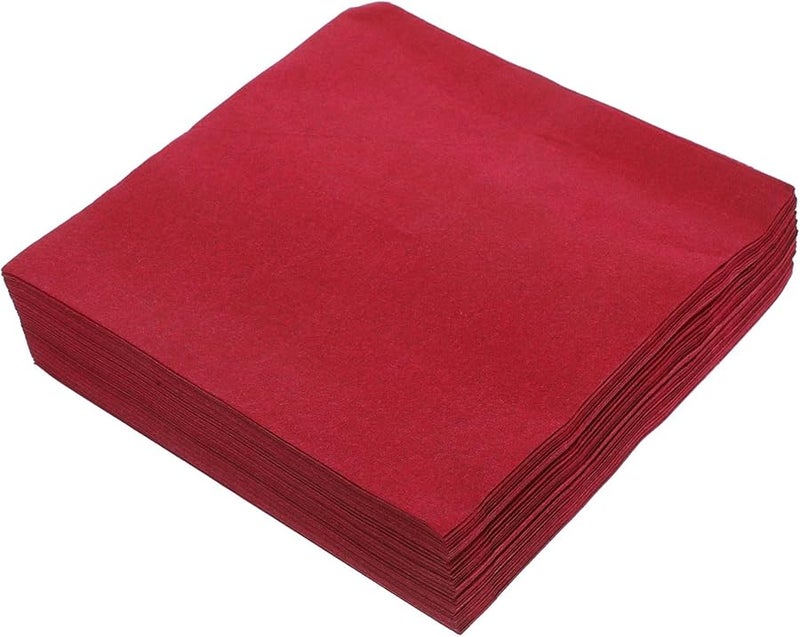 مناديل كوكتيل أحمر داكن يمكن التخلص منها 50 قطعة ورقية ناعمة ماصة للمشروبات حفلة عشاء زفاف عيد الميلاد - Image 1