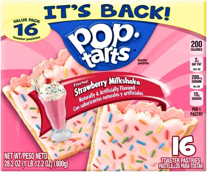 Pop Tarts Kellogg's Pop-Tarts Frosted Strawberry Milkshake Toaster Pastries, 28.2 oz, 16 Count - Image 3