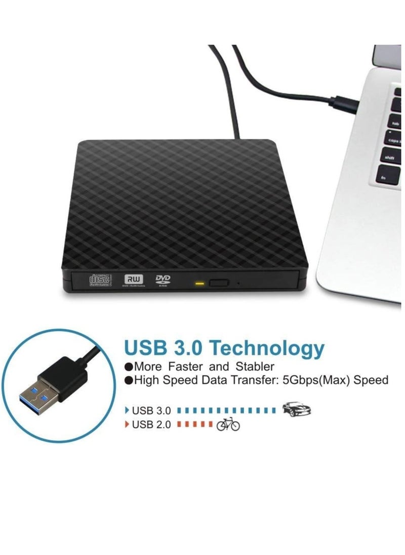 Generic - X8 USB 3.0/RW Portable Slim External DVD Player & ROM Recorder/Writer Support Mac/Linux/Win OS (Black) - Image 1