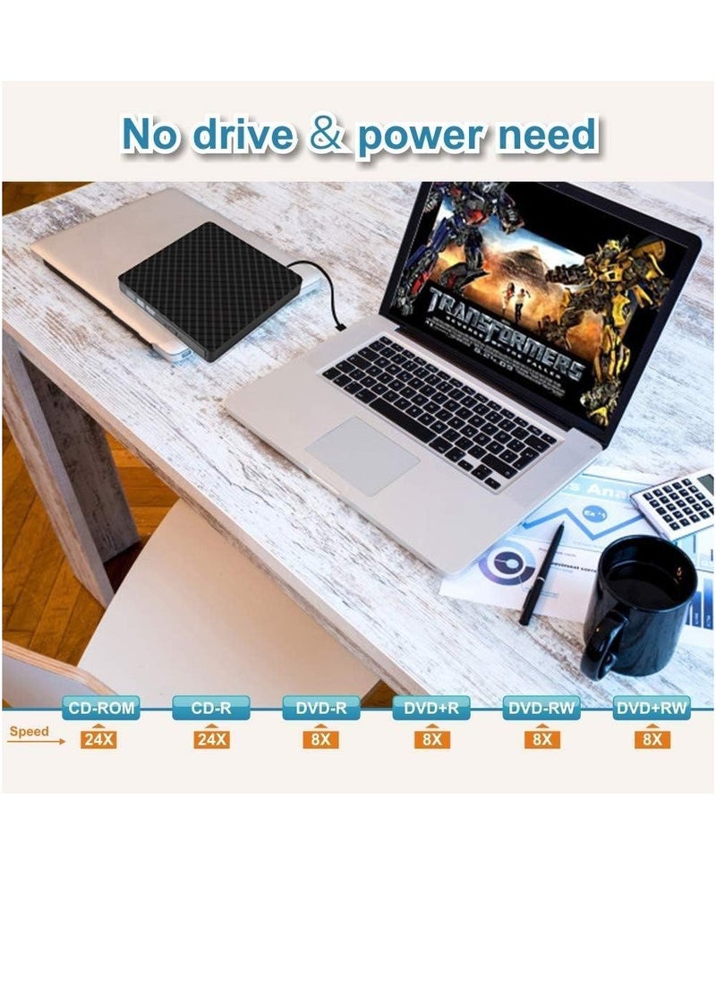 Generic - X8 USB 3.0/RW Portable Slim External DVD Player & ROM Recorder/Writer Support Mac/Linux/Win OS (Black) - Image 1