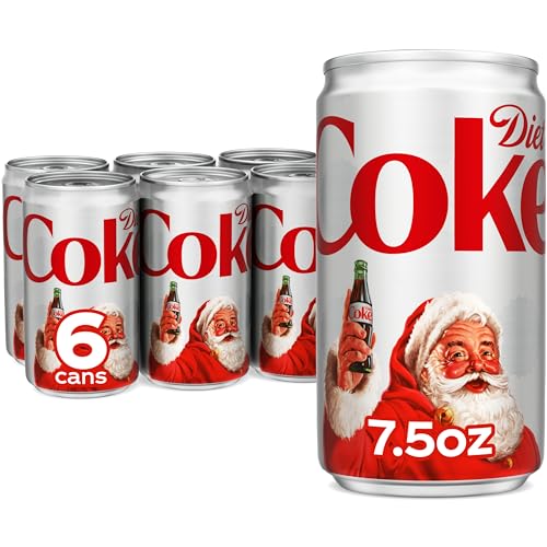 Diet Coke Soda Soft Drinks, 7.5 fl oz Cans, 6 Pack - Mini Soda Cans, Diet Cola - Image 1