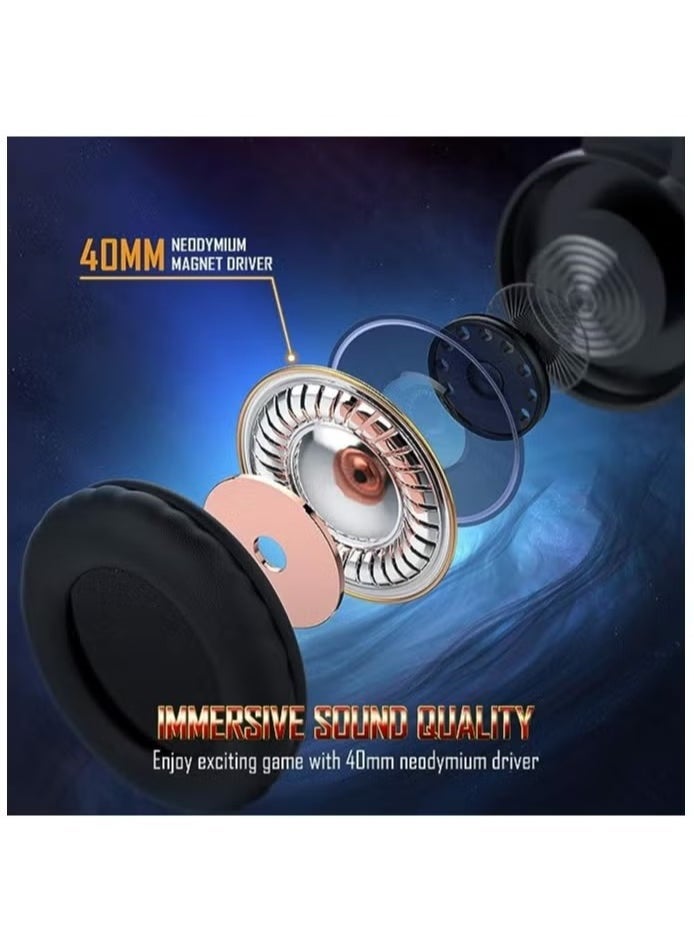 onikuma K19 Professional Gaming Headphone with RGB Backlight – Immersive Stereo Sound, Noise-Canceling Microphone, Comfortable Over-Ear Design, Adjustable Headband, Ideal for Gaming, Streaming, and Communication - Image 2