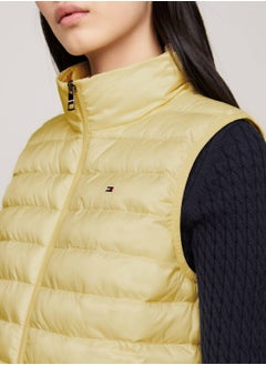 TOMMY HILFIGER Women's Curve Signature Tape Padded Lightweight Vest -  Recycled polyester, Yellow  - Image 4