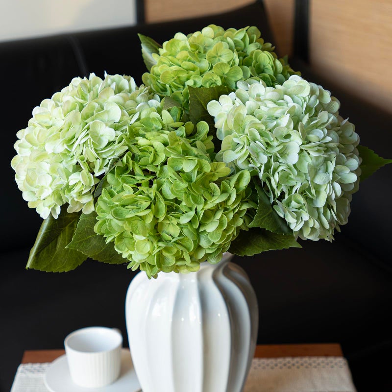 DUYONE 4PCS Artificial Flowers Large Hydrangeas Flowers Latex Bouquet for Wedding Bridal Office Home Party Decoration 2Pcs Green2Pcs Light Green