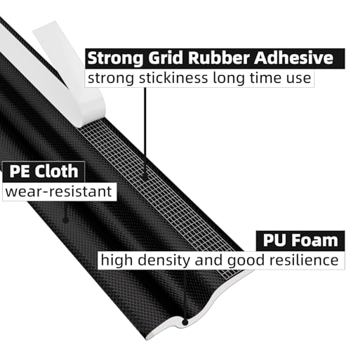 KAYLEINSTER 26 Ft Weather Stripping Door Seal Strip for Bottom of Door,Self-Adhesive Window Draft Stopper Foam Seal Strip,Soundproof Window Insulation for Winter Gap Blocker(Black) - Image 3