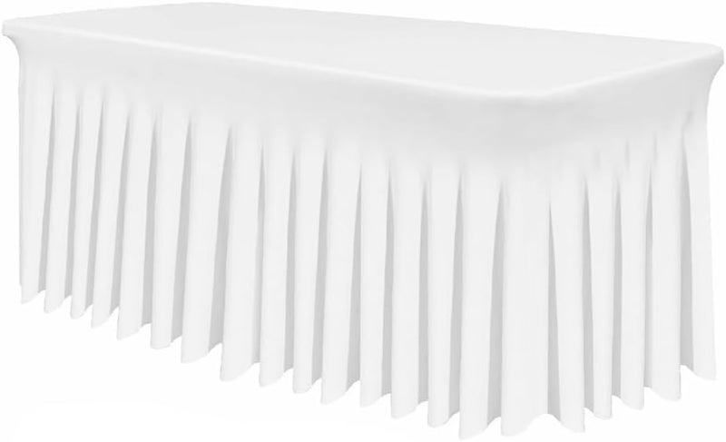 Rectangular Banquet Table Skirt, Suitable for Weddings, Baby Showers, and Birthday Parties(White,8ft(244x76x76cm)) - Image 1
