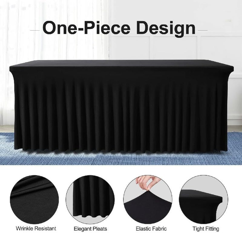 Rectangular Banquet Table Skirt, Suitable for Weddings, Baby Showers, and Birthday Parties(White,8ft(244x76x76cm)) - Image 3