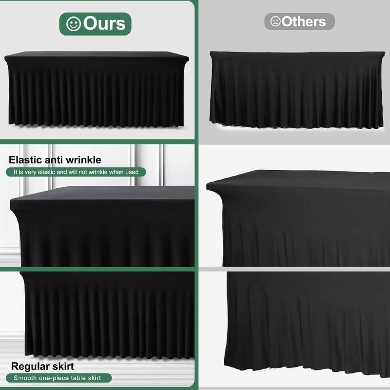 Rectangular Banquet Table Skirt, Suitable for Weddings, Baby Showers, and Birthday Parties(White,8ft(244x76x76cm)) - Image 5