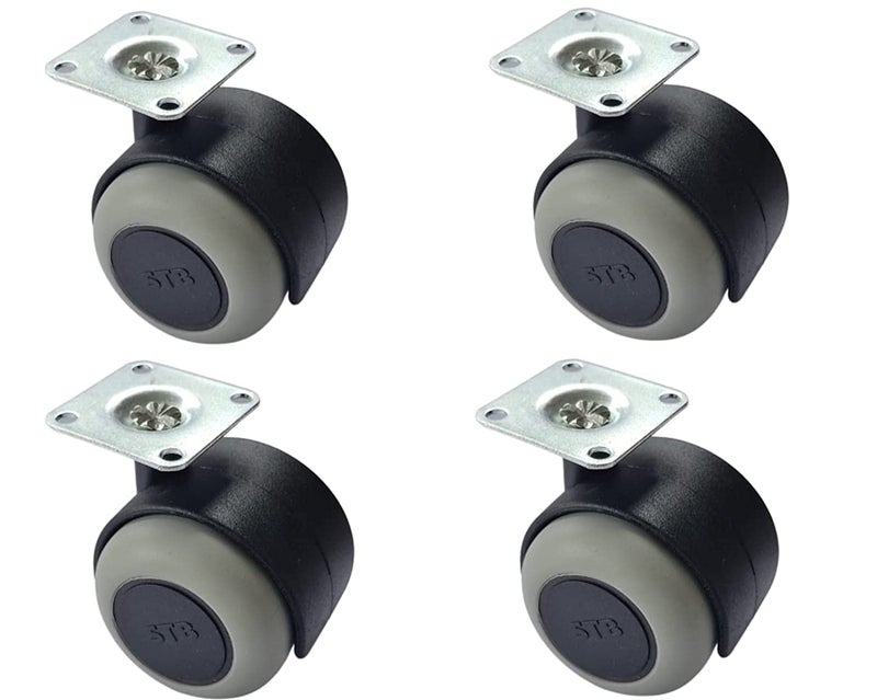 Castor wheel PU 200kg weight capacity 50mm diameter Heavy duty Caster for Furniture With plate Set of 4 BlackGrey  - Image 5