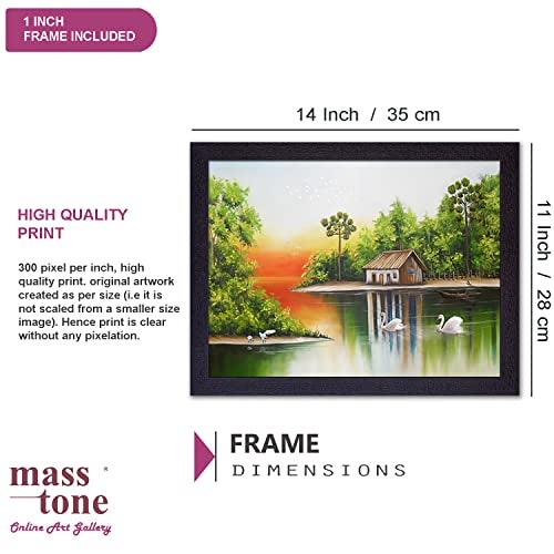 Masstone Wall Scenery for Living Room | Lake Scenery (35x28 CM) | Scenery for Wall With Frames | Painting for Wall Decor | Nature Scenery for Bedroom | Wall Paintings for Home Decorations - Image 2