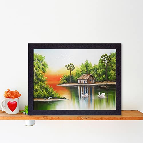 Masstone Wall Scenery for Living Room | Lake Scenery (35x28 CM) | Scenery for Wall With Frames | Painting for Wall Decor | Nature Scenery for Bedroom | Wall Paintings for Home Decorations - Image 3